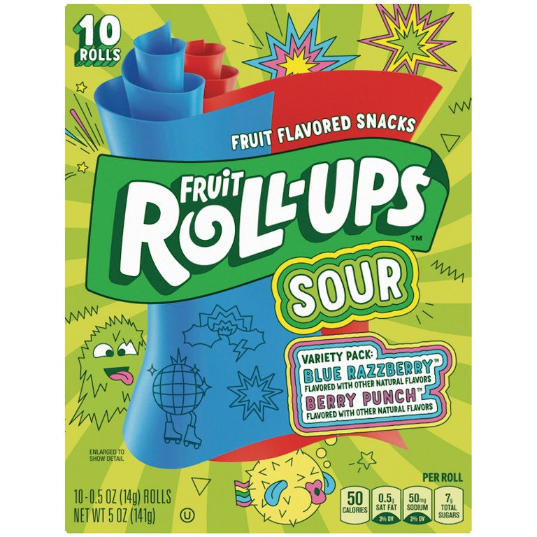 Fruit Roll Ups Blue Razzberry & Berry Punch (10 Rolls) - USA