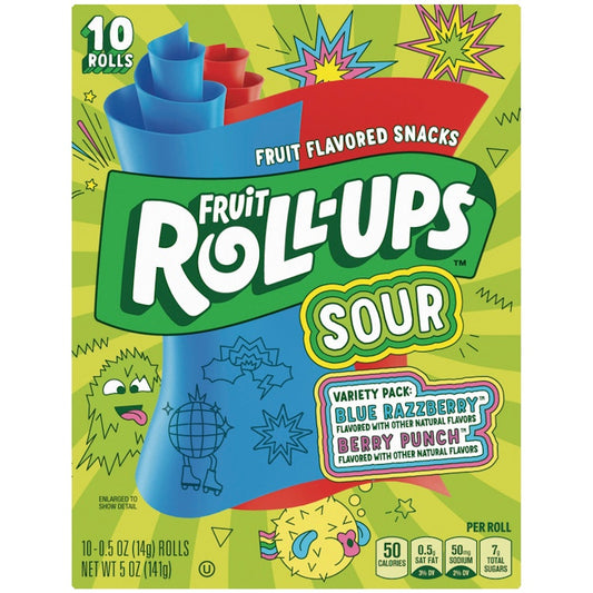 Fruit Roll Ups Blue Razzberry & Berry Punch (10 Rolls) - USA