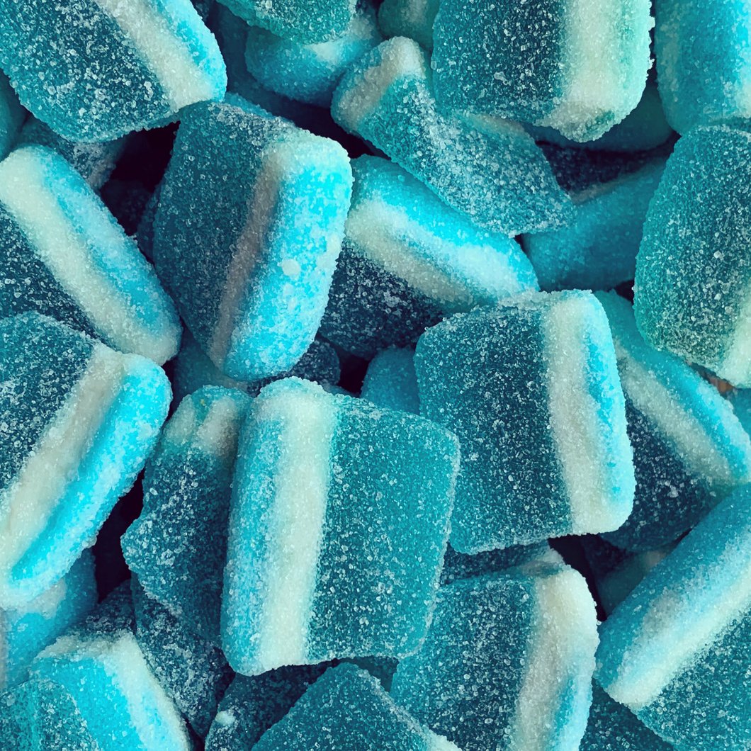 Fizzy Blue Raspberry Slices 100G – Peachy Sweets WM