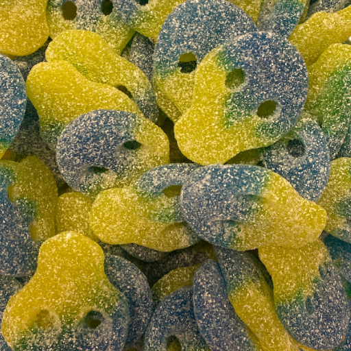 Sour Blue raspberry & Lemon Skulls (V) 100G - Swedish