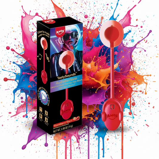 Amos Tasty Sounds Strawberry Hip Hop Audio Lollipop